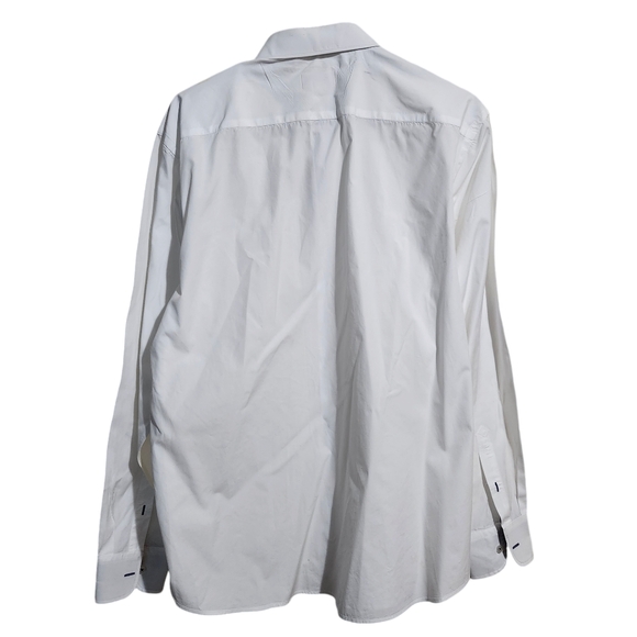 UNTUCKit slim fit 100% cotton white dress shirt navy blue accents men's size XXL - Picture 2 of 9